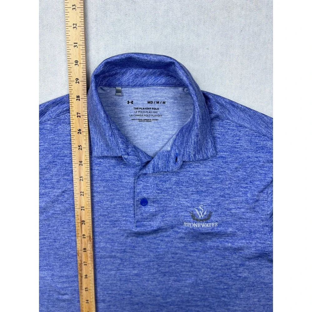 Under Armour Mens Playoff Polo Blue Heather Stonewater Golf Shirt MD‎ UM0807